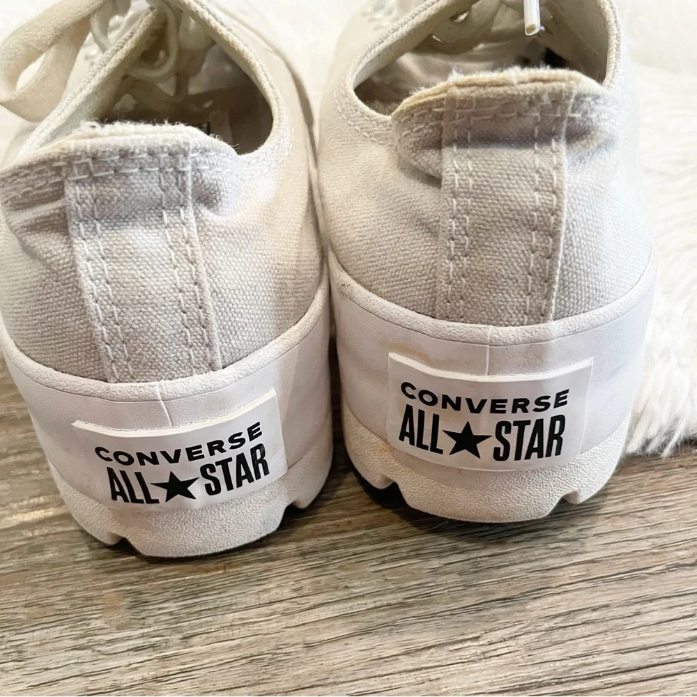 Converse All Star White Canvas Sneakers Chunky Sole 8.5